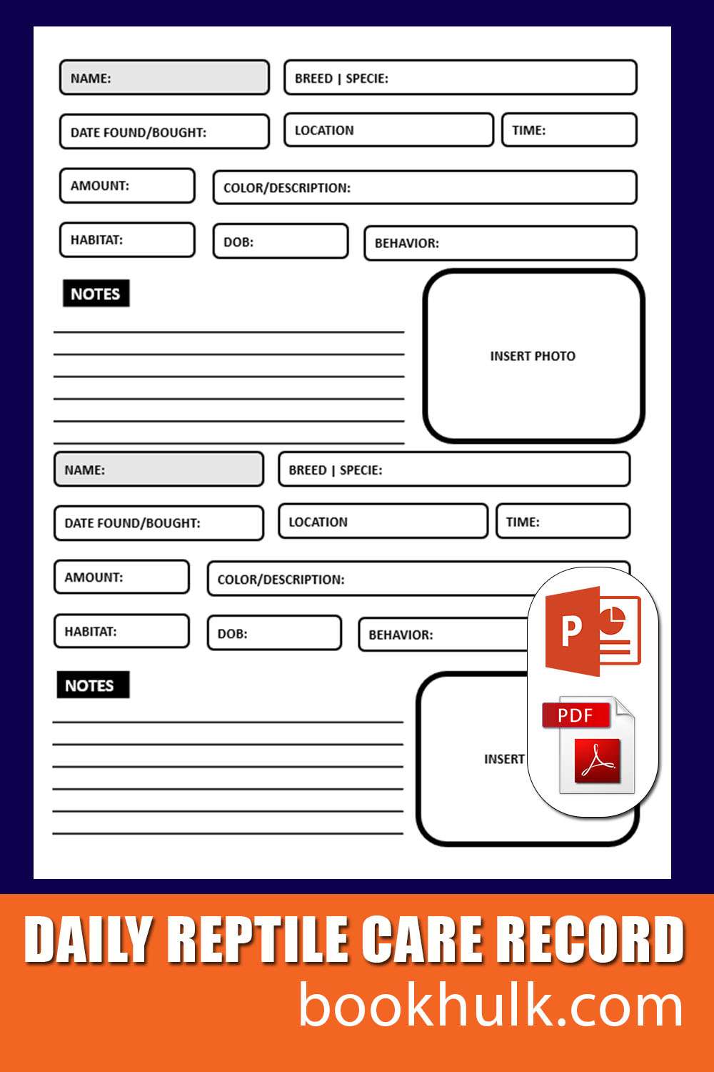 Snake Care Chart Template